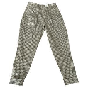 NWT Banana Republic cropped cuffed pants 00P petite plaid cream ecru black
